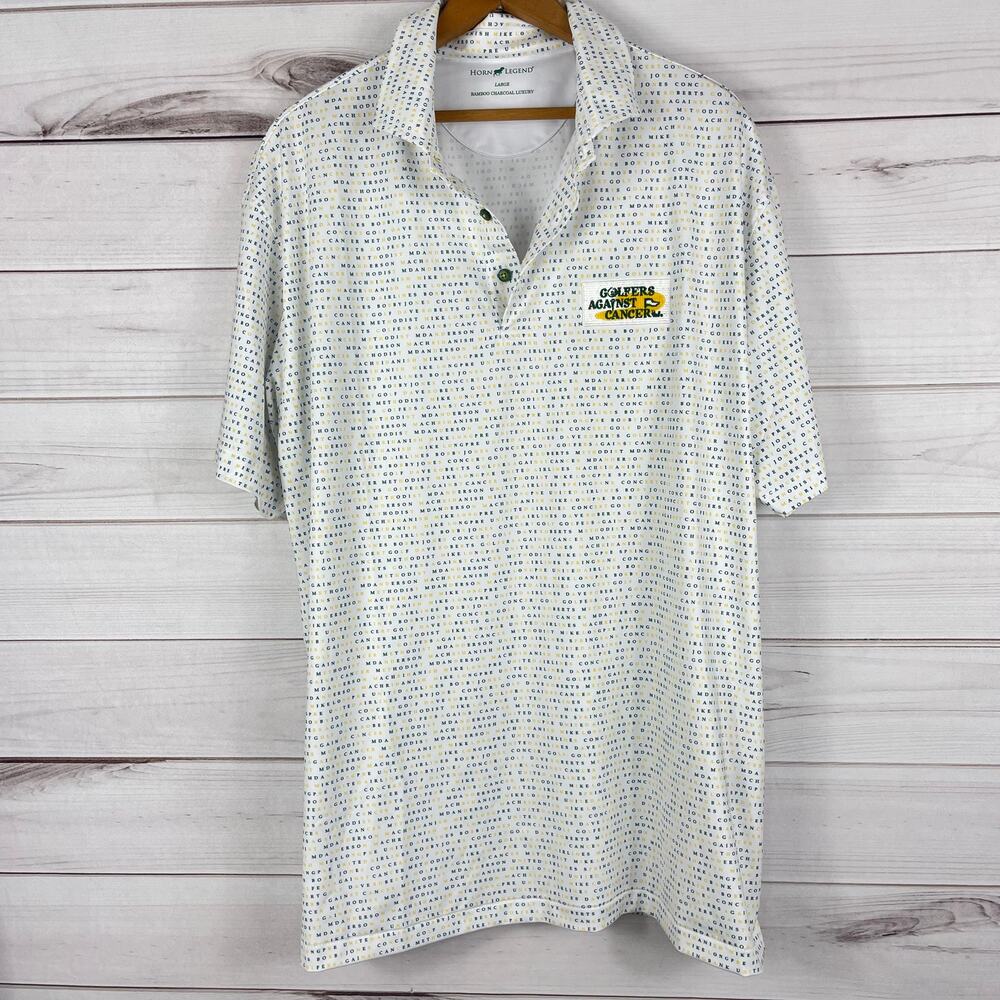 Men's Horn Legend Bamboo Charcoal Luxury Polo Golfers‎ Against Cancer Large